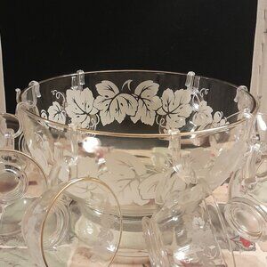 VTG Anchor Hocking Punch Bowl with Base Set